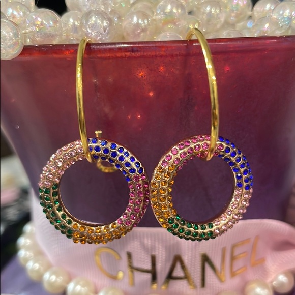 Nordstrom Rack Jewelry - ❤️Luxury  Multicolor Hoop Swarofski Hoop Earrings